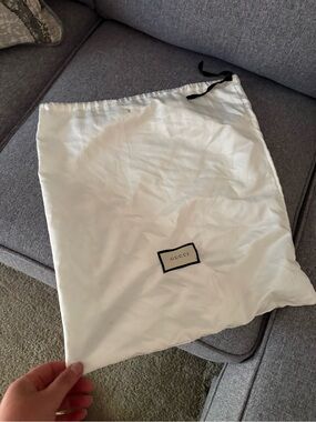 Gucci White Drawstring Dust Bag with Black Ribbon Accent